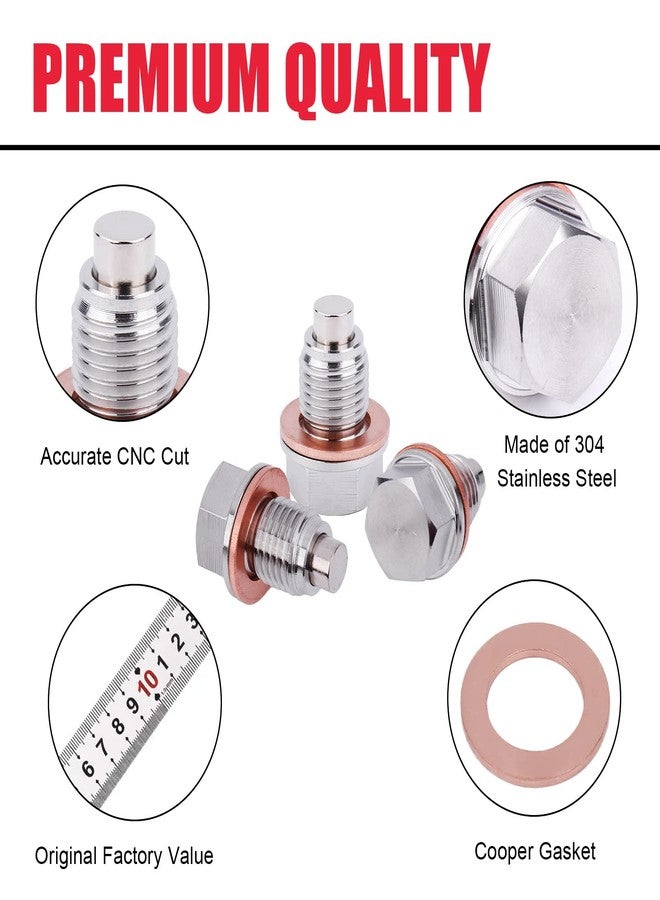 VASTAUTO M14 x 1.5MM Stainless Steel Magnetic Oil Drain Plug with Neodymium Magnet Fits for Honda Acura Ford GM Mazda Hyundai KIA and More Vehicles - Image 2